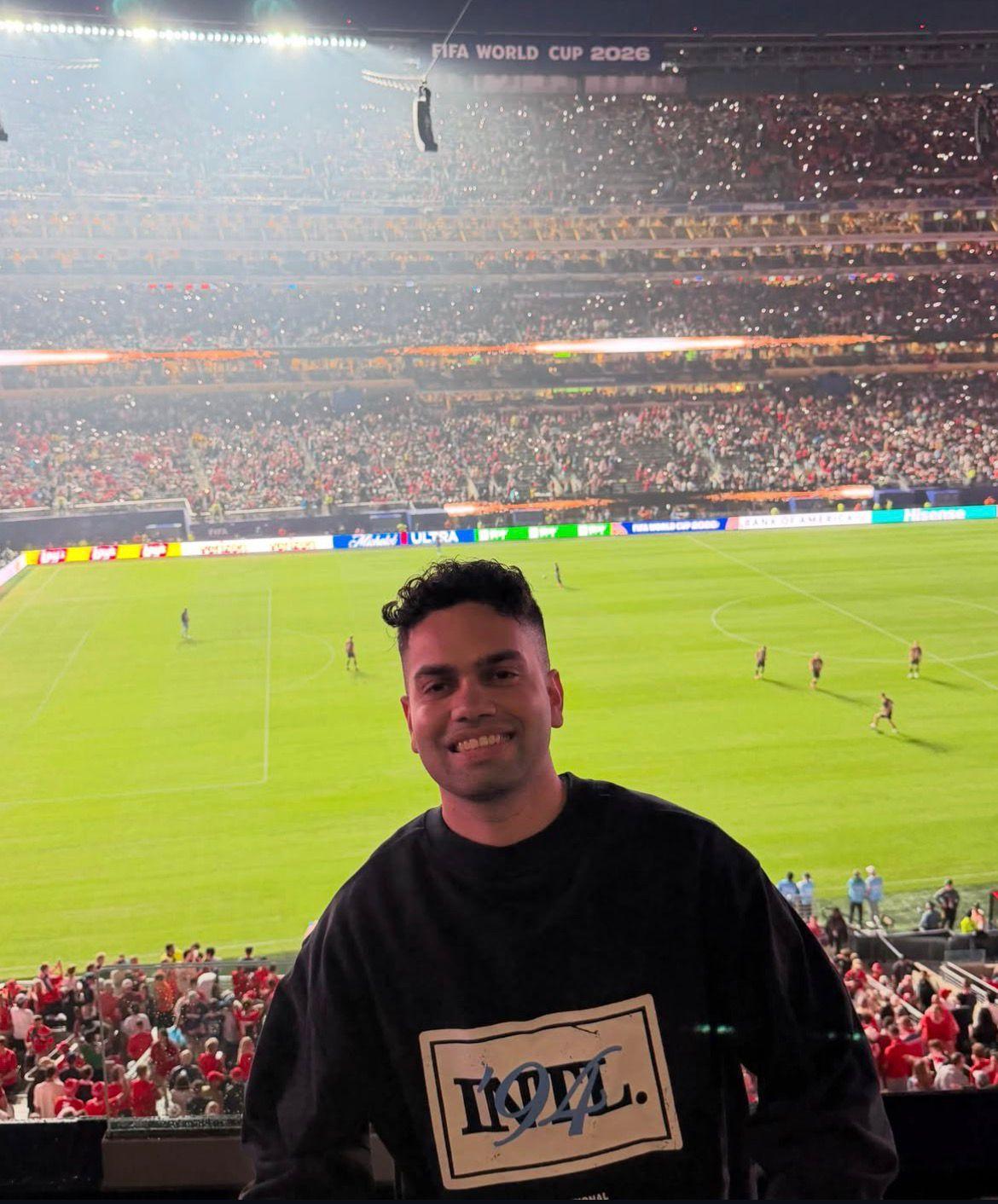 Kunal Dutt in the stands at the FIFA World Cup 2026